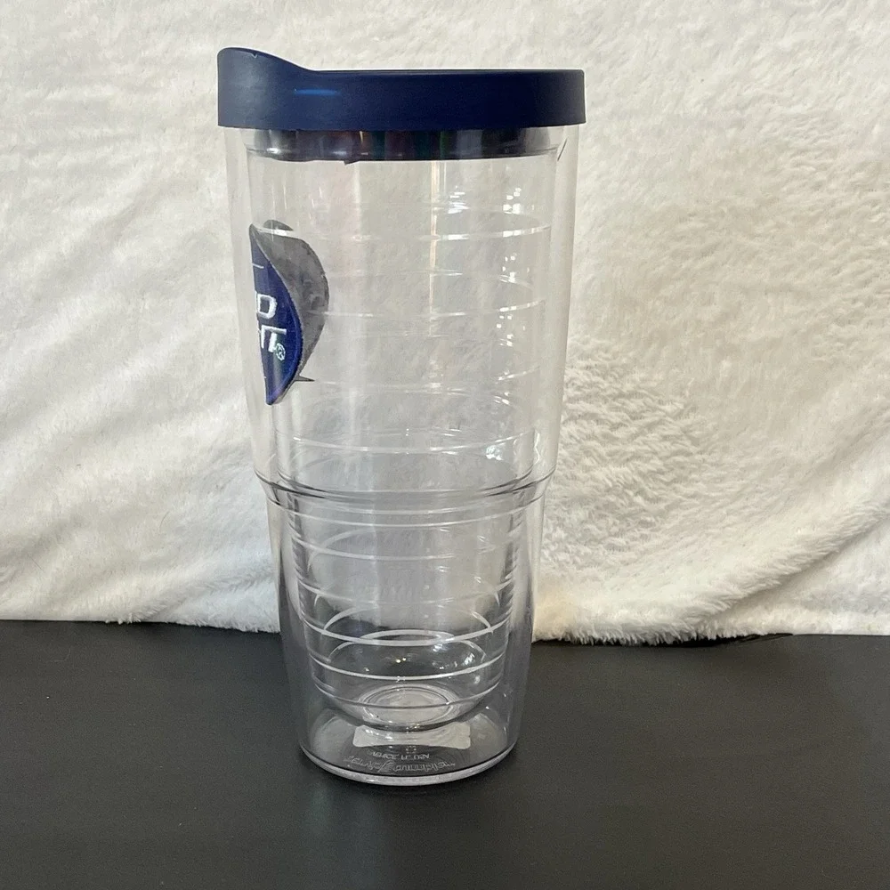 BUD LIGHT Tervis Tumbler 24oz Beer Clear with Navy Blue Lid Hot Cold Drink Cup